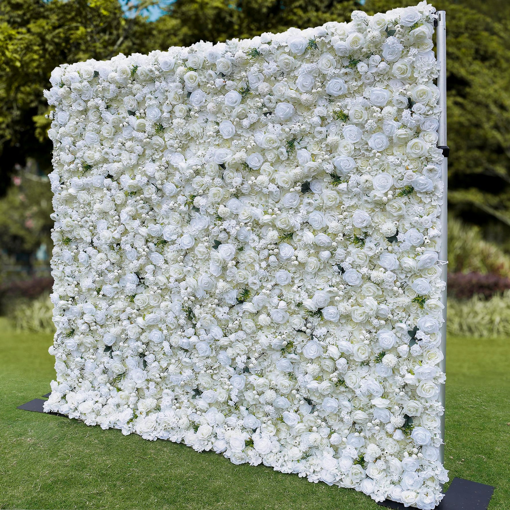 Aliflowers 3d white rose artificial simulation flower background wall for wedding event layout