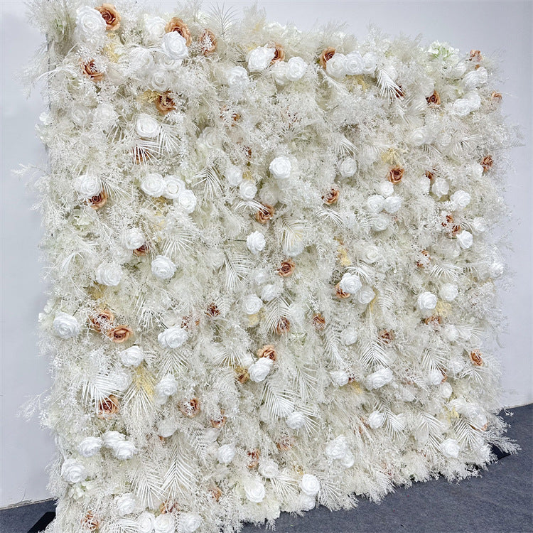 5D White Rose Reed Flower Wall