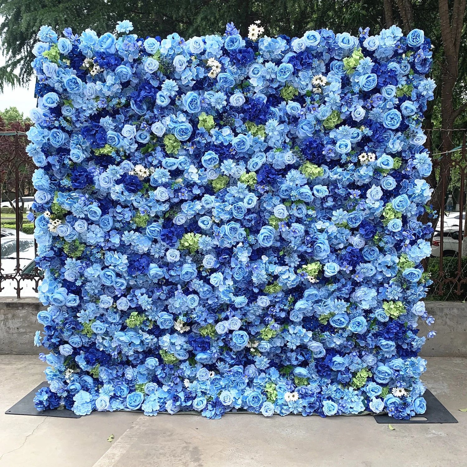 Ali Flowers 5D Artificial Silk Cerulean Sky Rose Flower Wall For Wedding Decoration ALFWL016 - Ali Flowers