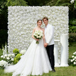 Aliflowers Cream Rose Roll Up Fabric Artificial Flower Wall for Sale ALFWL065 - Ali Flowers