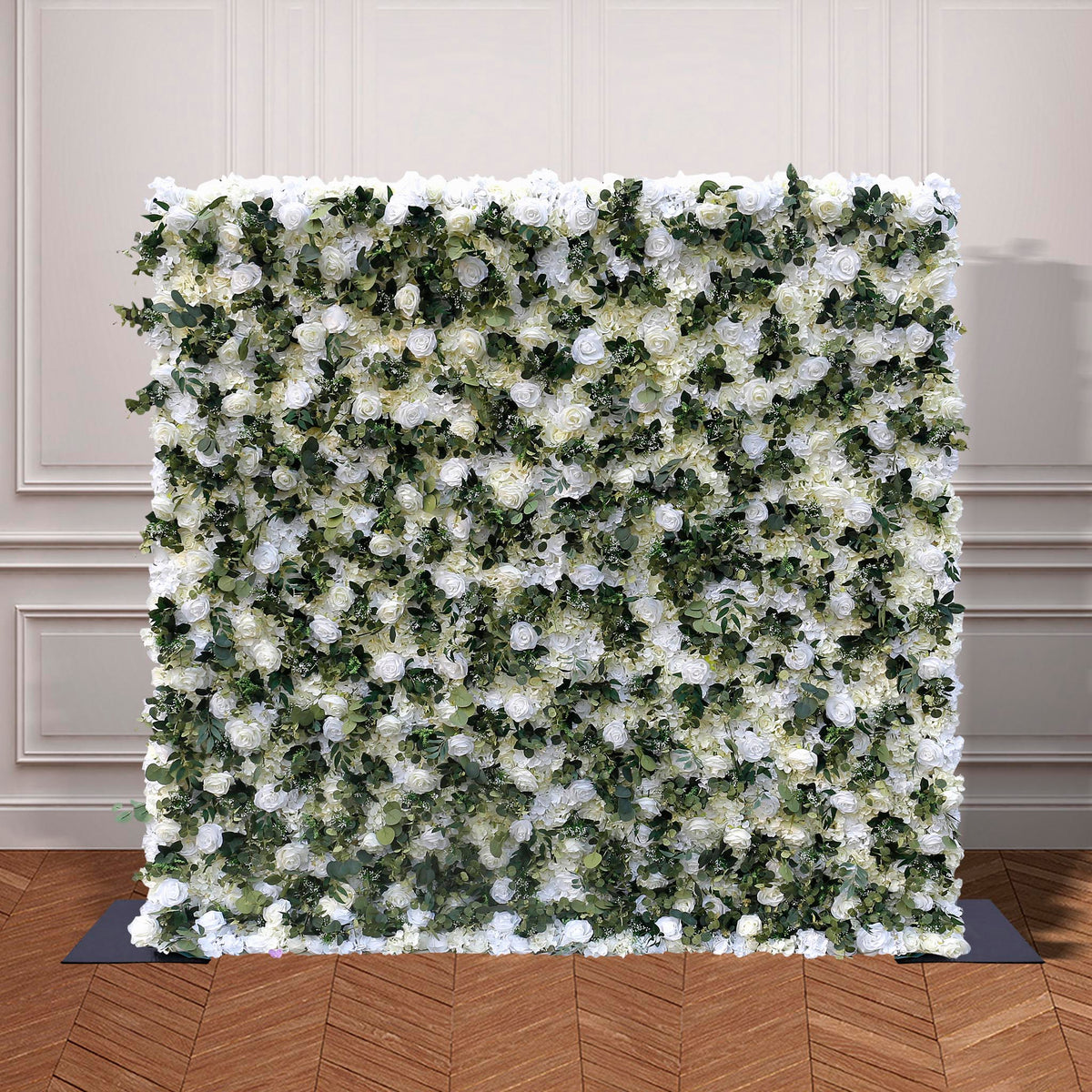 Aliflowers Cream Rose with Green Leaves Wall of Flower Wedding Backdrop ALFWL138 - Ali Flowers