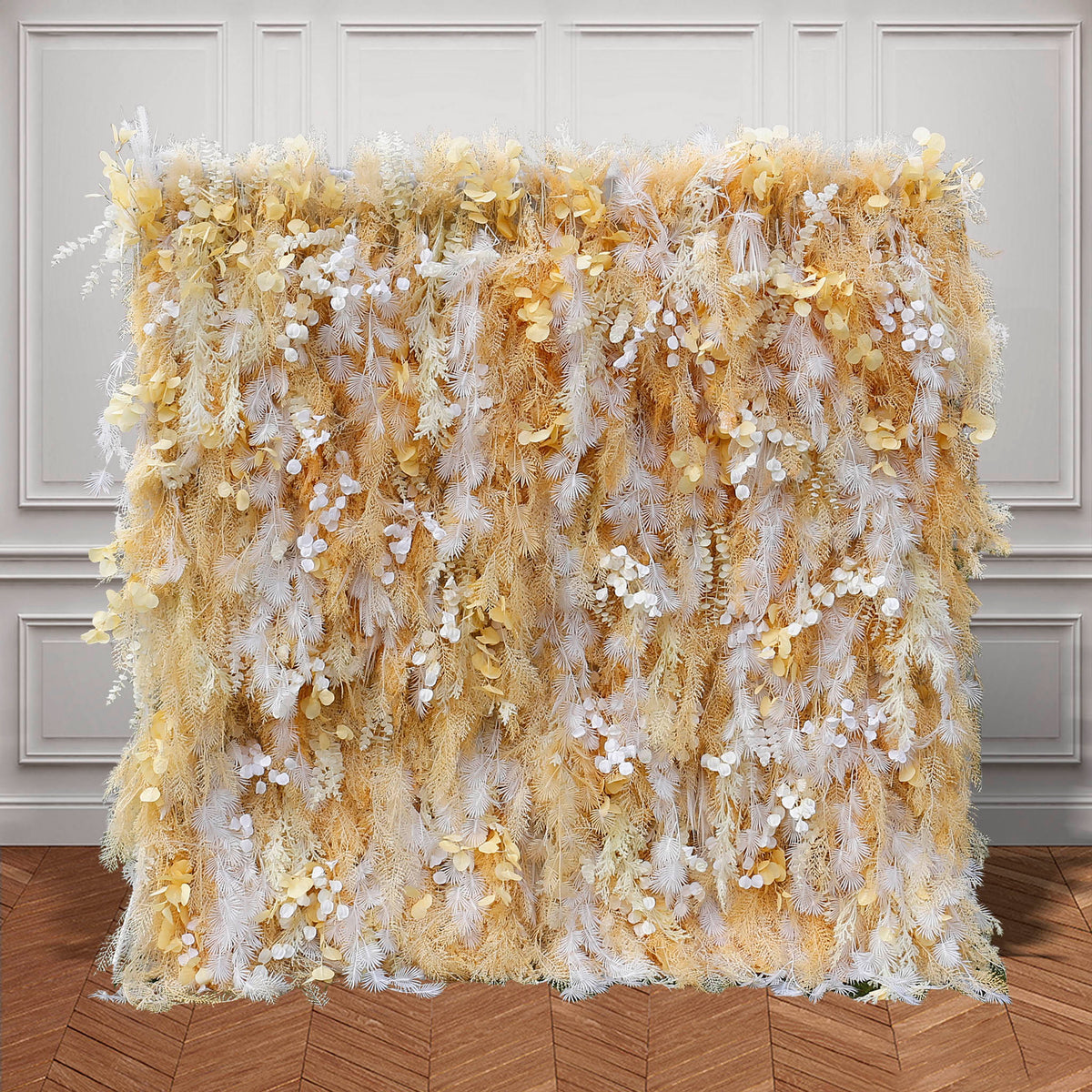 Aliflowers Artificial Handmade Dried Yellow Pampas Grass Wall for Event Party Wedding Backdrop Decor Prop ALFWL128 - Ali Flowers