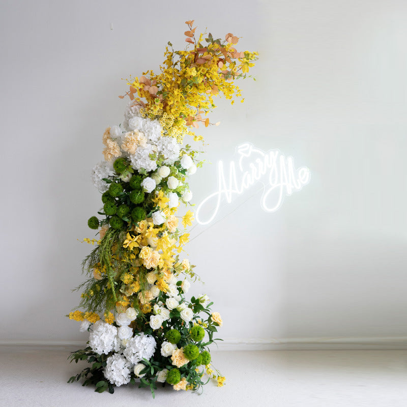 Aliflowers Yellow Garden Artificial Flower Horn Arch Wedding Backdrop Party Props Arrangement ALFAC021