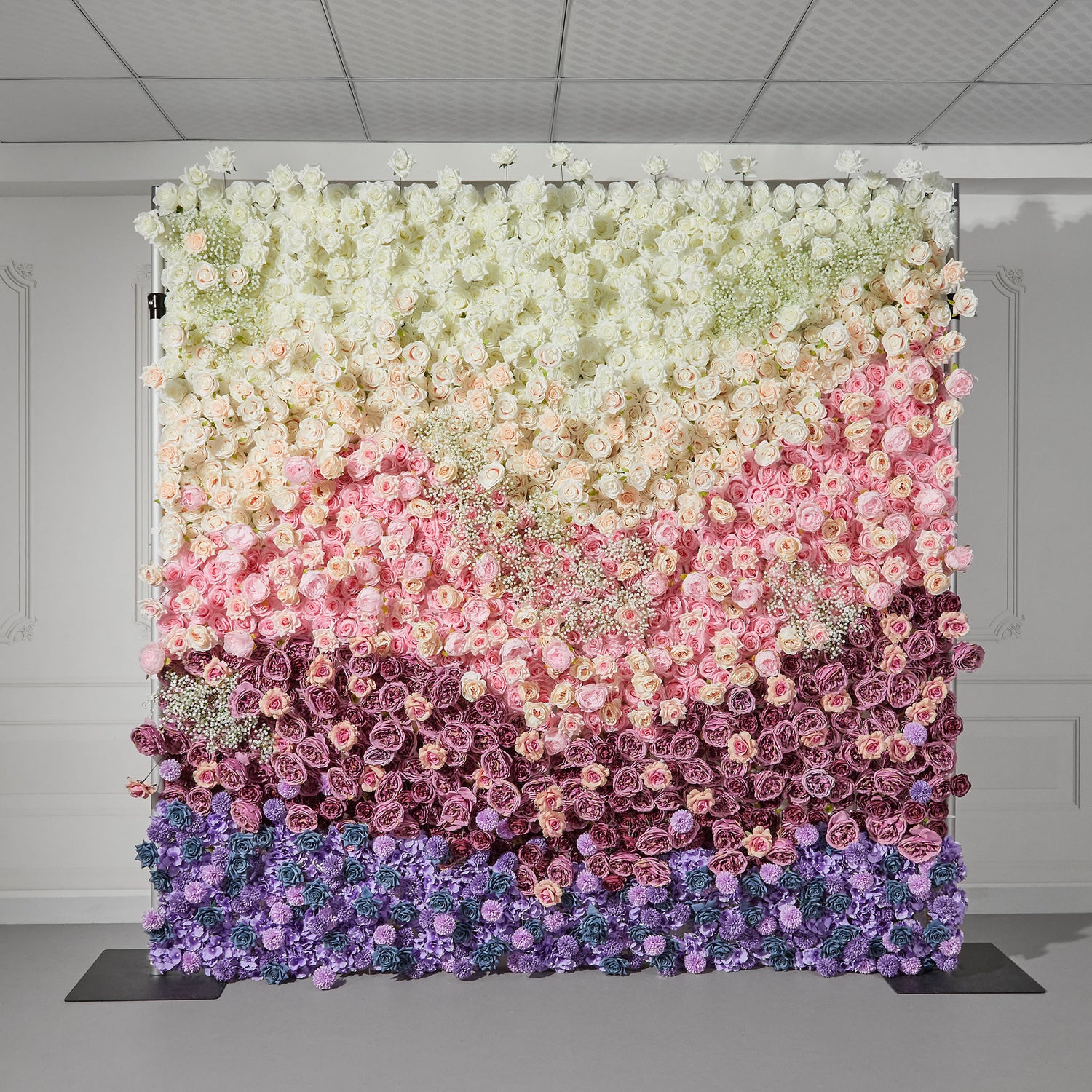 Gradient Colorful Rose & Hydrangea 5D Flower Wall with Babysbreath ALFWL150