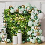 Green turtle leaf with hydrangea event party simulation background flower wall