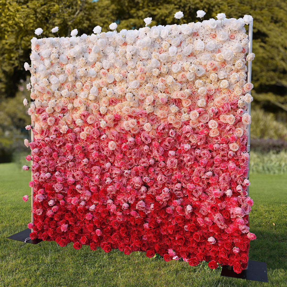 Aliflowers 5D Handmade Cloth Gradient Rose Artificial Floral Wall ALFWL119 - Ali Flowers