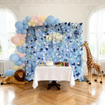 Aliflowers LIght Blue White Rose Roll Up Silk Flower Wall Backdrop for Wedding Decoration