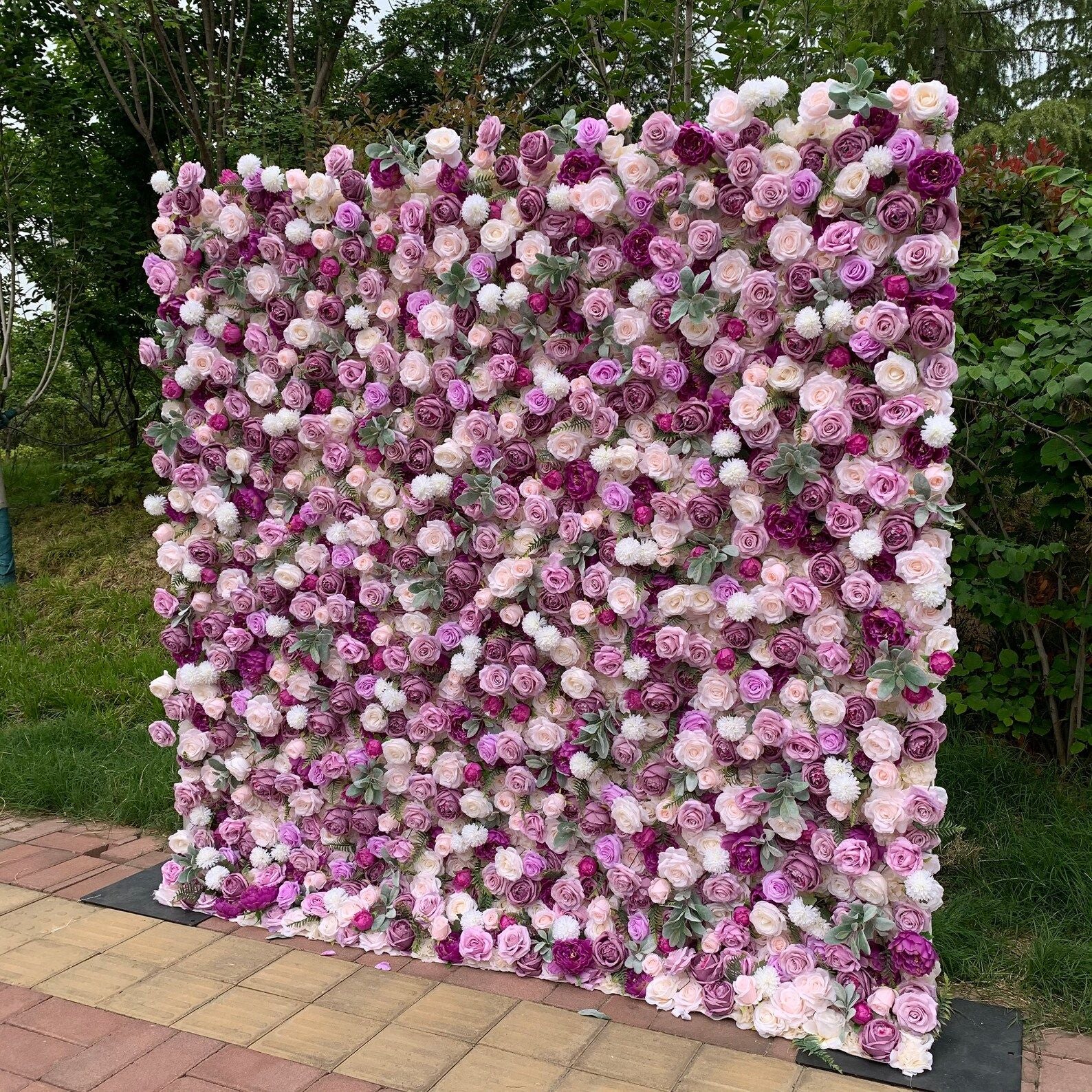 Ali Flowers 5D Lilac Bloom Flower Wall Wedding Backdrop Pink Rose Cloth Decoration ALFWL020 - Ali Flowers