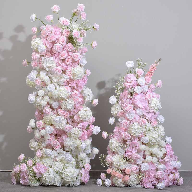 Aliflowers Pink And White Rose Wedding Floor Flower Arch KT Board Decoration Flower Row ALFKT007