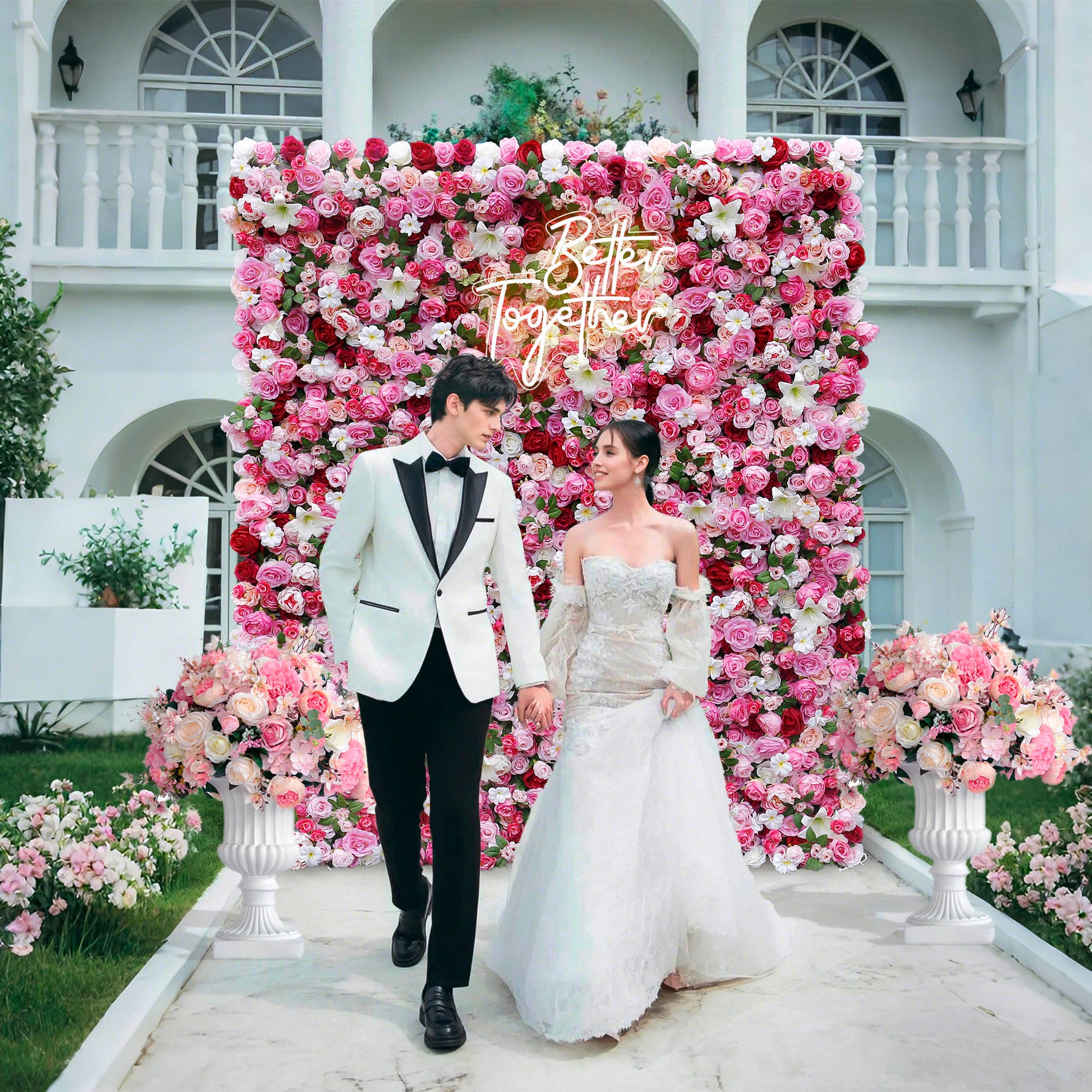 Aliflowers 3D Pink Flower Wall for a Wedding ALFWL051 - Ali Flowers