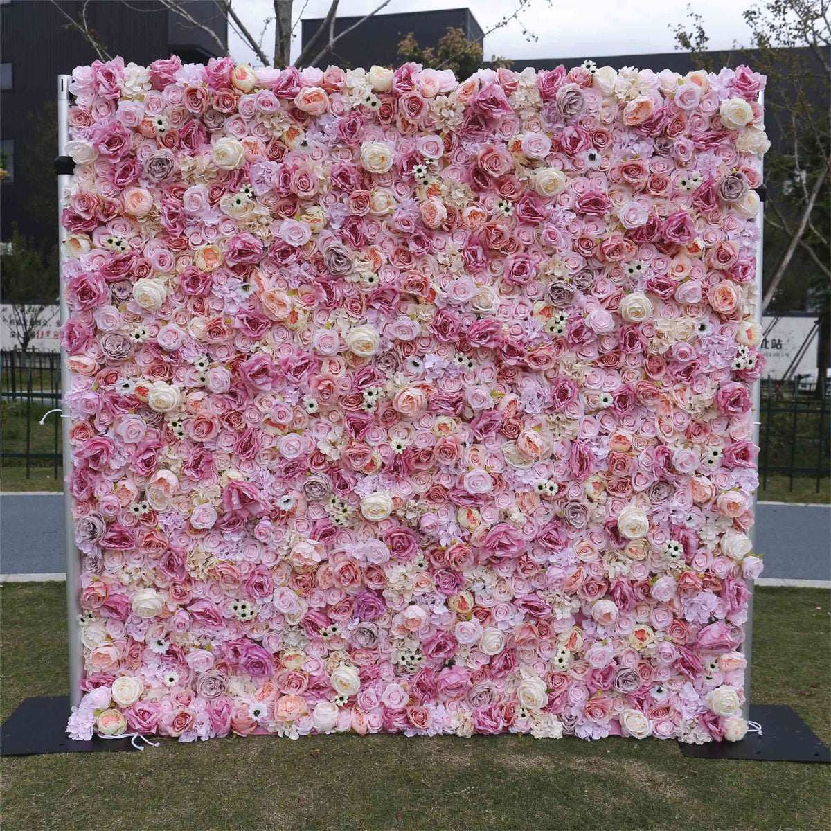 Aliflowers Pink Flower Wall Background Event Party Decor Pros ALFWL074 - Ali Flowers