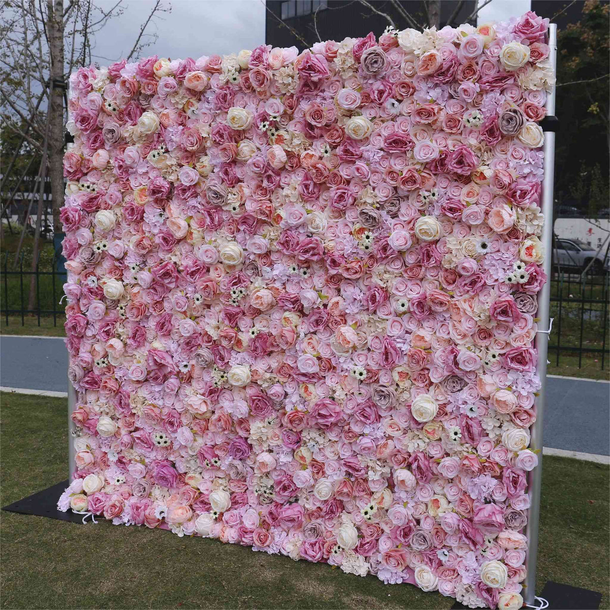 Aliflowers Pink Flower Wall Background Event Party Decor Pros ALFWL074 - Ali Flowers