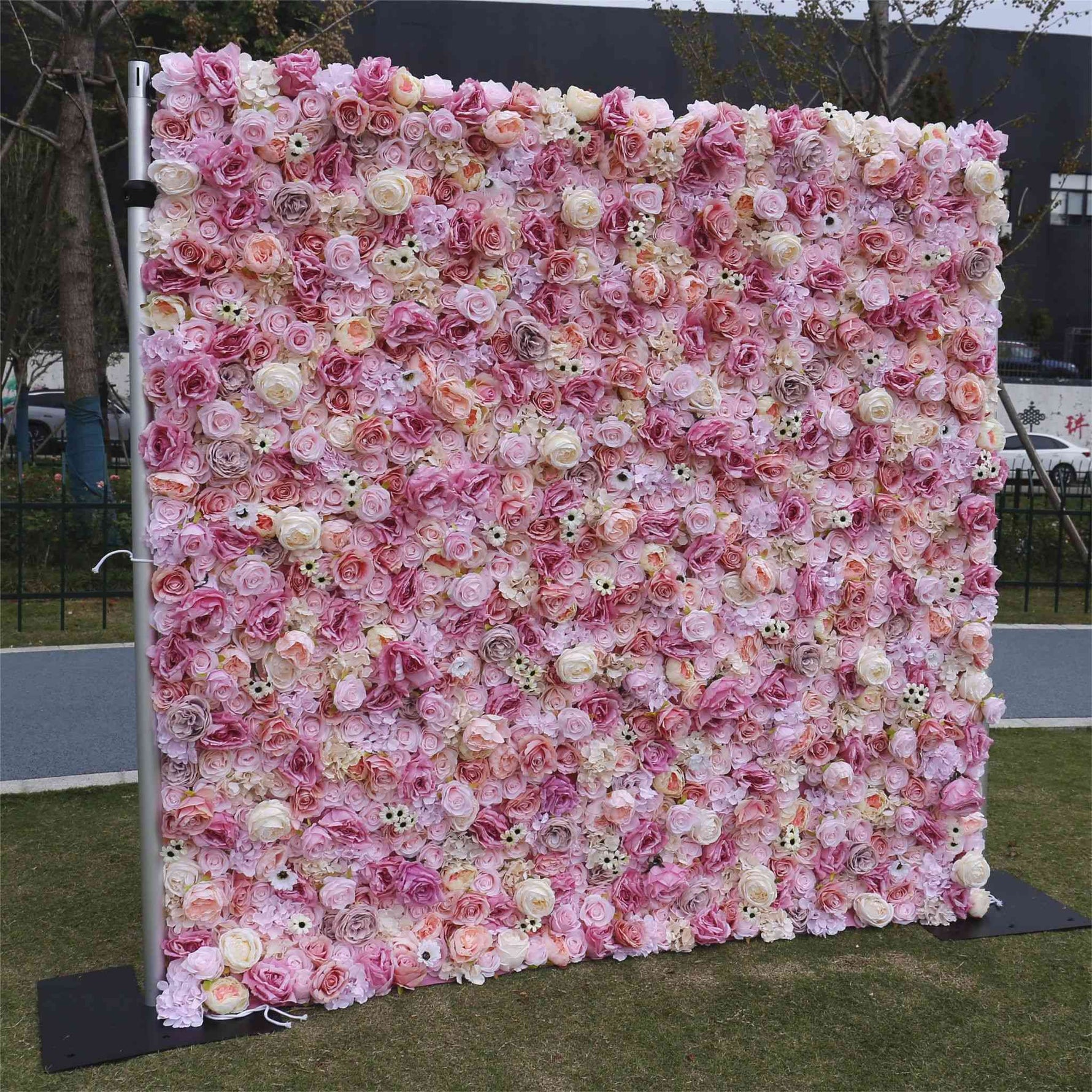 Aliflowers Pink Flower Wall Background Event Party Decor Pros ALFWL074 - Ali Flowers