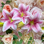 5D Pink Lily Rose Roller Blind Flower Wall Outdoor Wedding Background Decoration