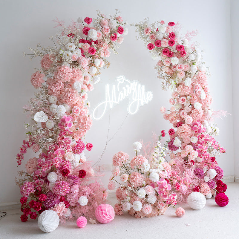 Aliflowers Pink Phalaenopsis Orchid Wedding Horn Arch Background artificial flower ALFAC019