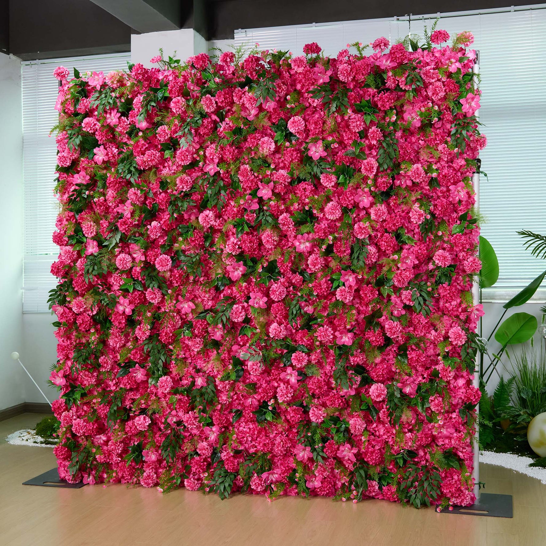 Aliflowers Pink Rose Peony Hydrangea Roller Cloth 5D Flower Wall Wedding Background Decoration ALFWL159