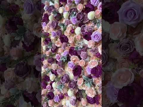 Aliflowers Purple Elegance Flower Wall Lush Roses & Pastel Blooms Cloth Backdrop