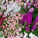 pink and purple irregular cloth roll curtain flower background decoration 