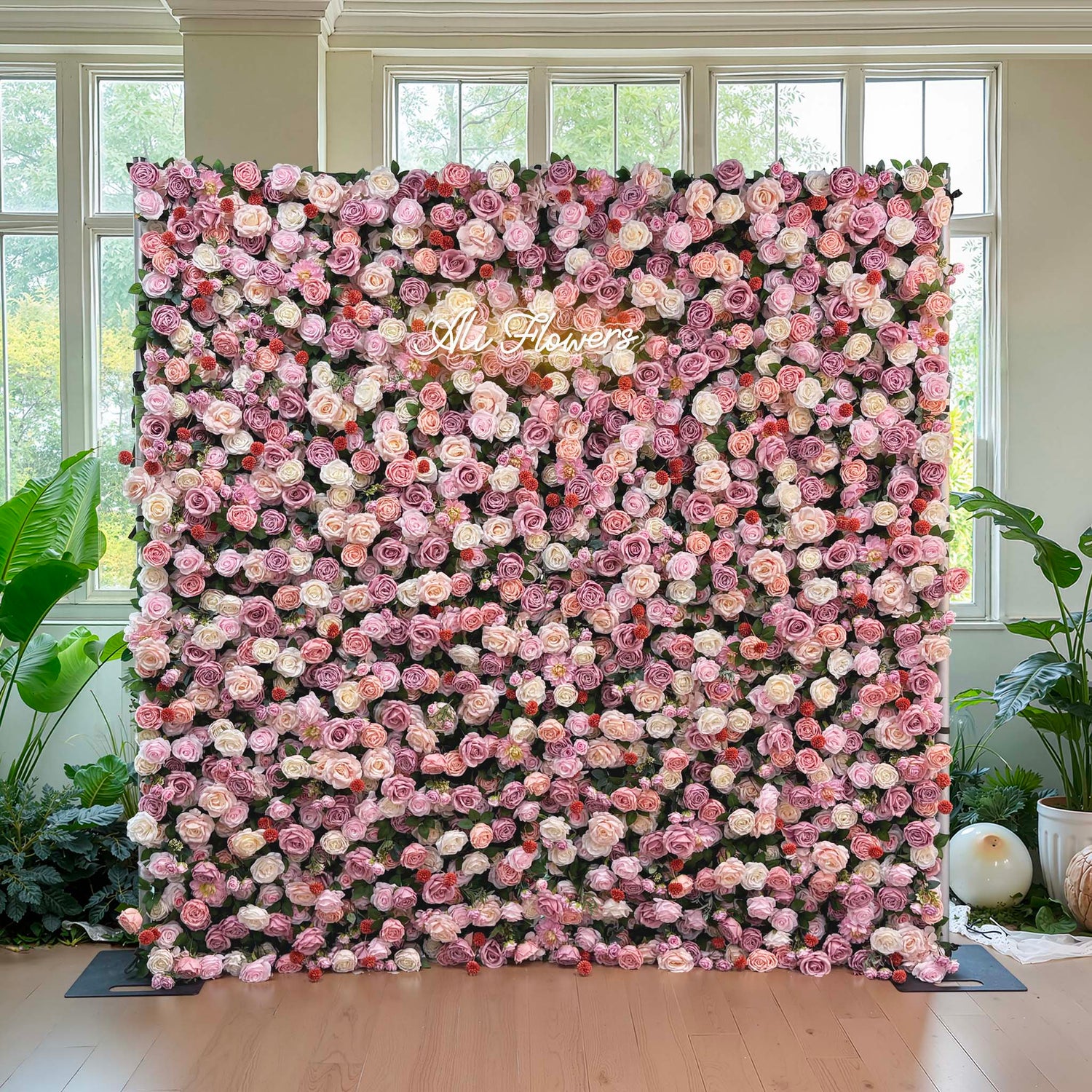 Ali Flowers 5D Silk Rose Flower Panel Backdrop Wedding Stage Decorative Curtain Artificial Flower Wall ALFWL009 - Ali Flowers