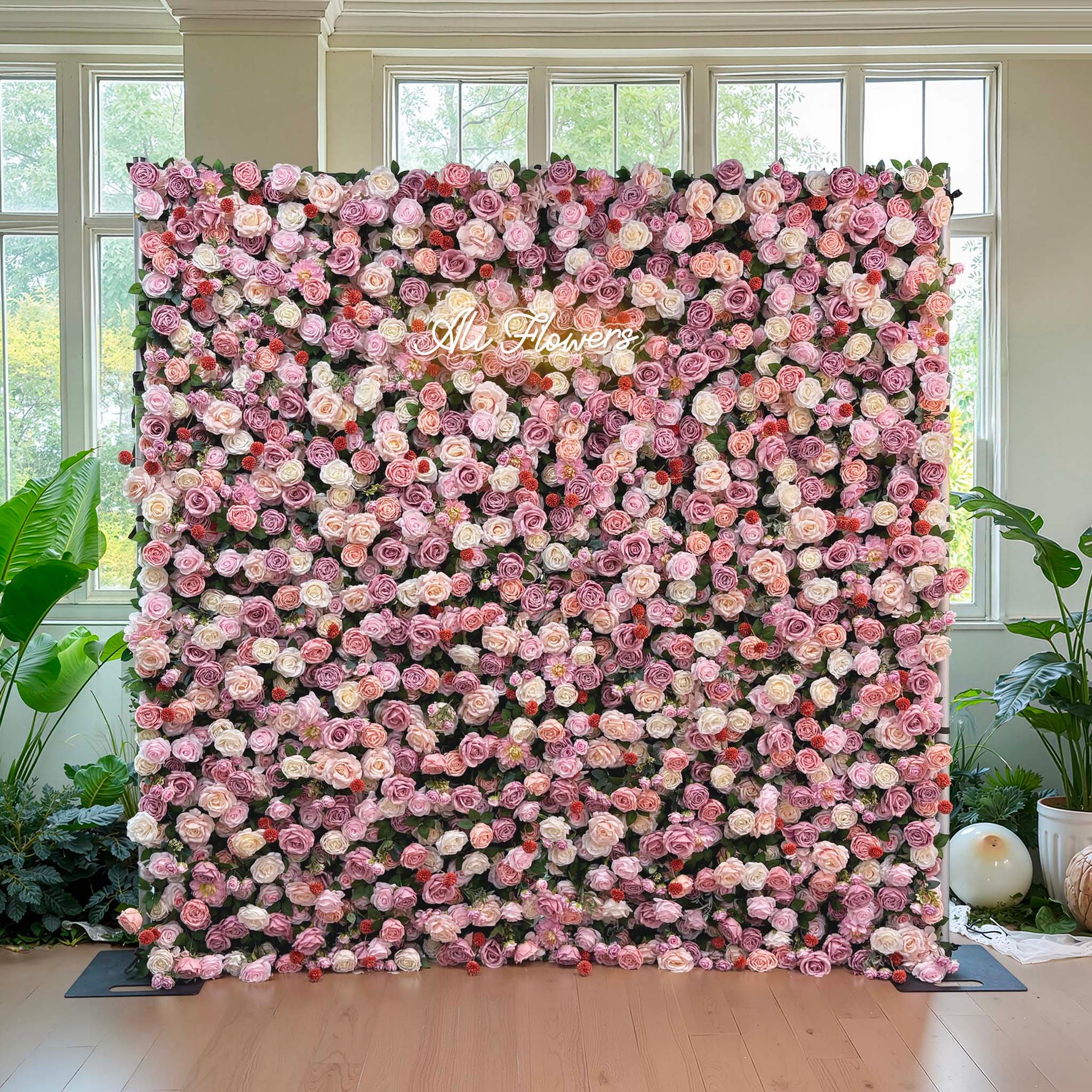 Ali Flowers 5D Silk Rose Flower Panel Backdrop Wedding Stage Decorative Curtain Artificial Flower Wall ALFWL009 - Ali Flowers