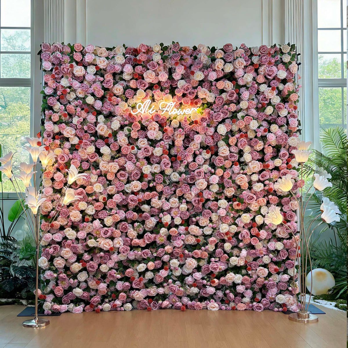 Ali Flowers 5D Silk Rose Flower Panel Backdrop Wedding Stage Decorative Curtain Artificial Flower Wall ALFWL009 - Ali Flowers