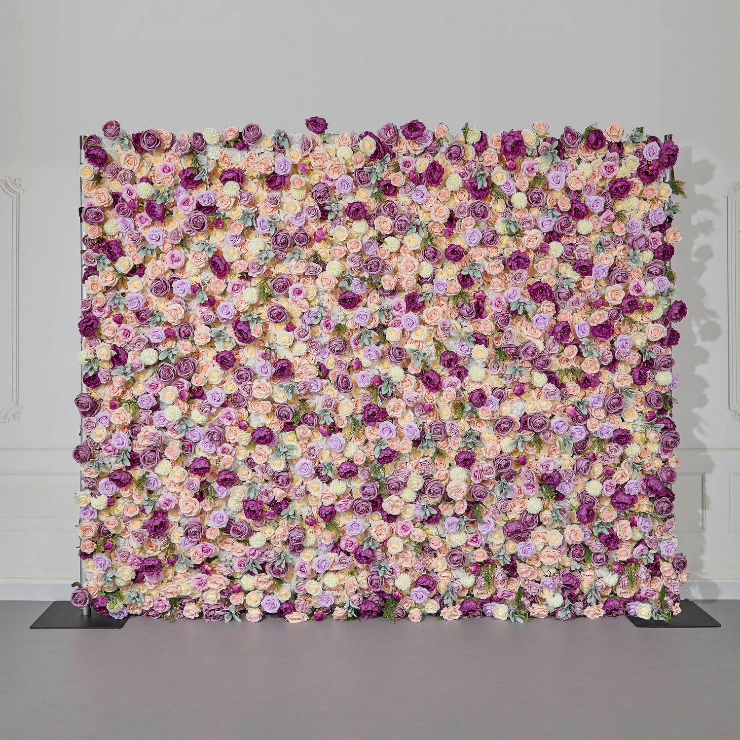 Aliflowers Purple Elegance Flower Wall Lush Roses & Pastel Blooms Cloth Backdrop