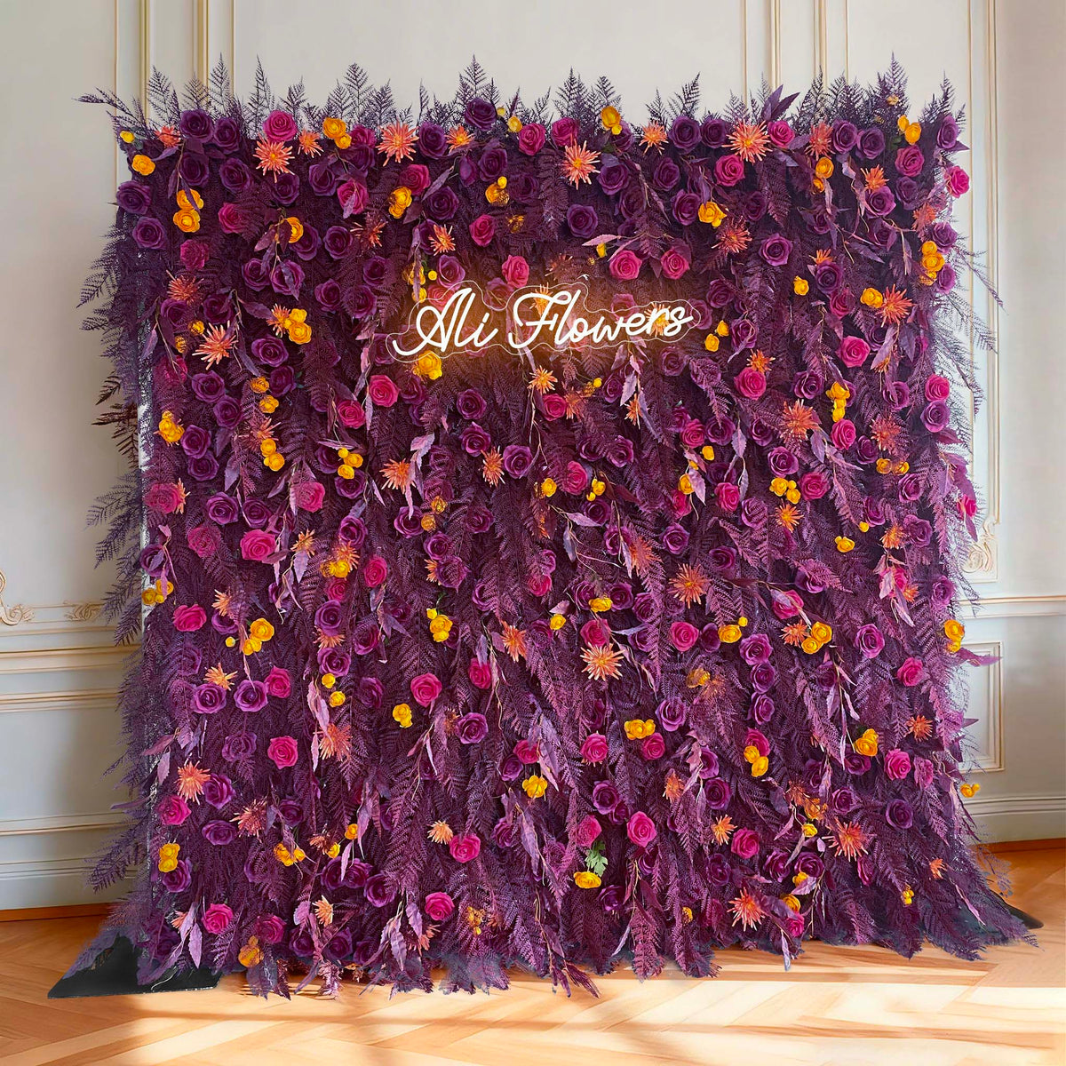 Aliflowers 5D Deep Red Permafrost Rose Wall Roller Fabric Wedding Backdrop ALFWL190