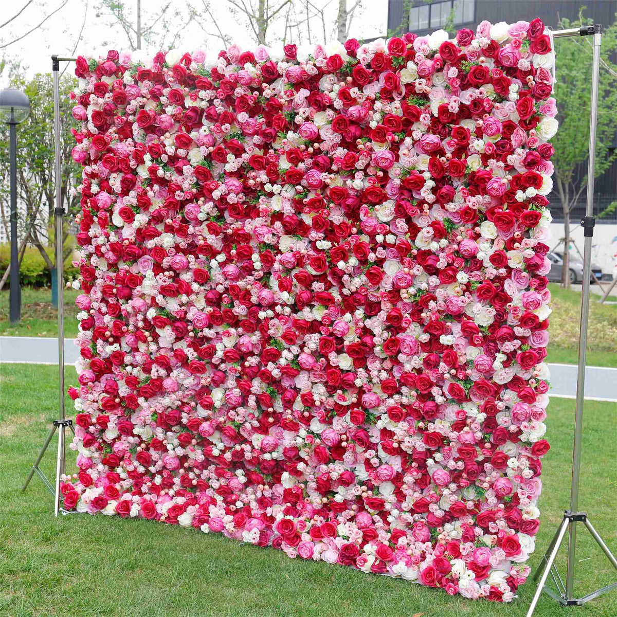 Aliflowers Rustic Style 3D Red Pink Rose Rolling up Curtain Flowers Wall ALFWL047 - Ali Flowers