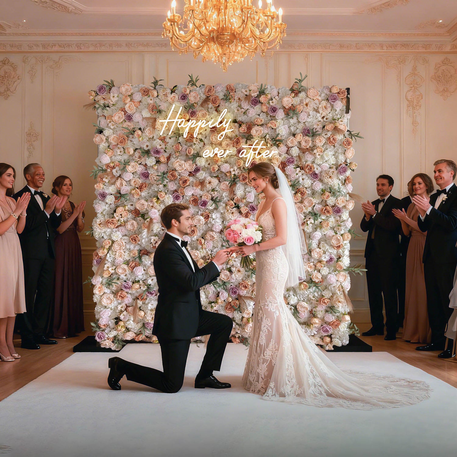 Aliflowers 5D Vintage Rose Gold & Lavender Flower Wall Wedding Party Backdrop