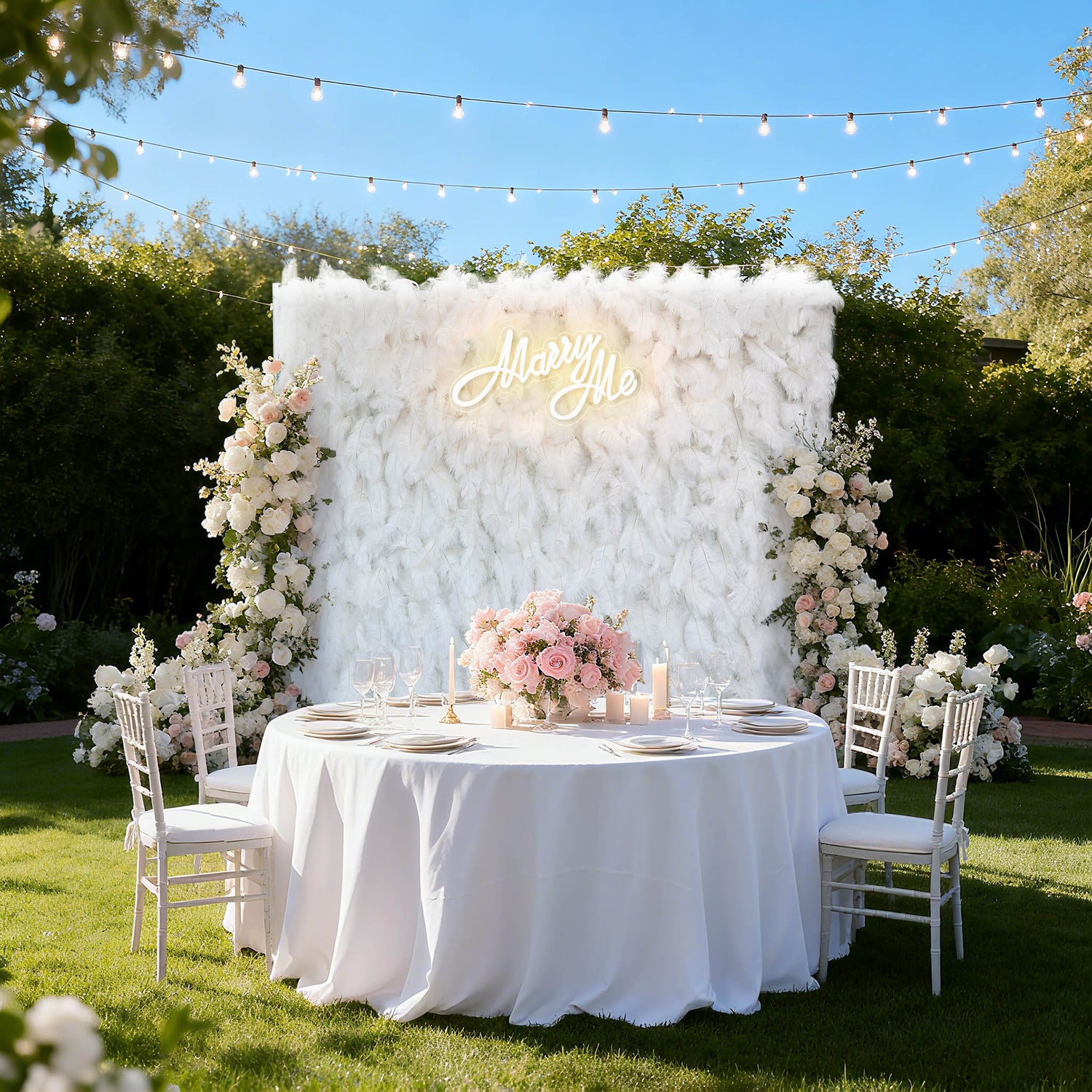 aliflowers-white-feather-wall-backdrop_Wedding-decoration-rol-up-cloth-white-ostrich-feather-wall