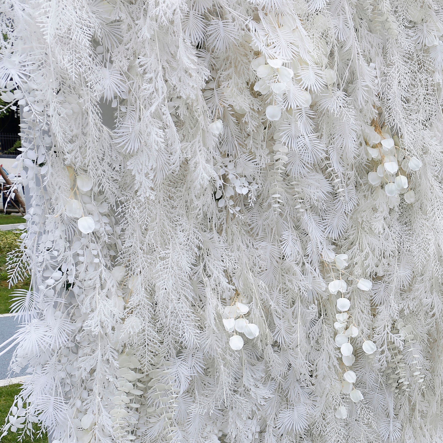 Aliflowers White Mist Handmade Hanging Flower Wall Backdrop Decor ALFWL124 - Ali Flowers