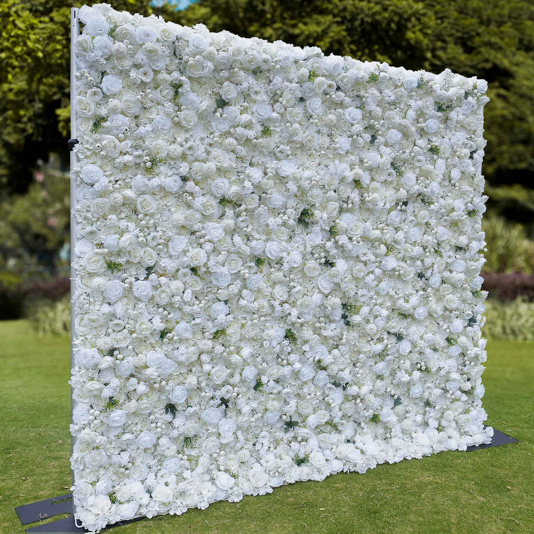 Aliflowers 3d white rose artificial simulation flower background wall for wedding event layout