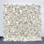 White Rose Roll Fabric Flower Wall